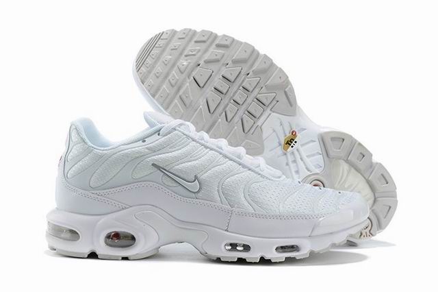 All White Nike Air Max Plus Tn Men's Running Shoes-03 - Click Image to Close